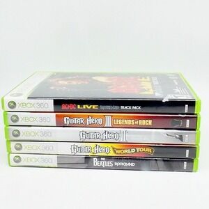 Guitar Hero Rockband Game Lot Of 5 (Microsoft XBox 360) AC/DC Beatles World Tour